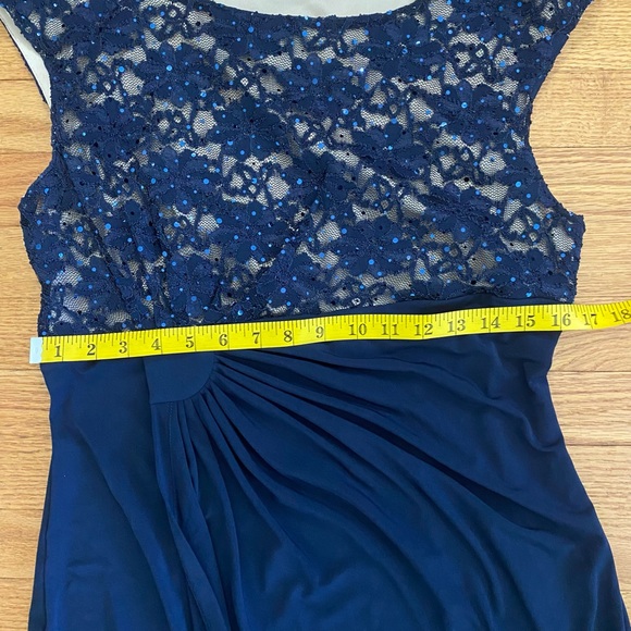 Connected Apparel Lace bodice faux-wrap Gown Women’s 14 Blue Party Formal Dress - Picture 8 of 9